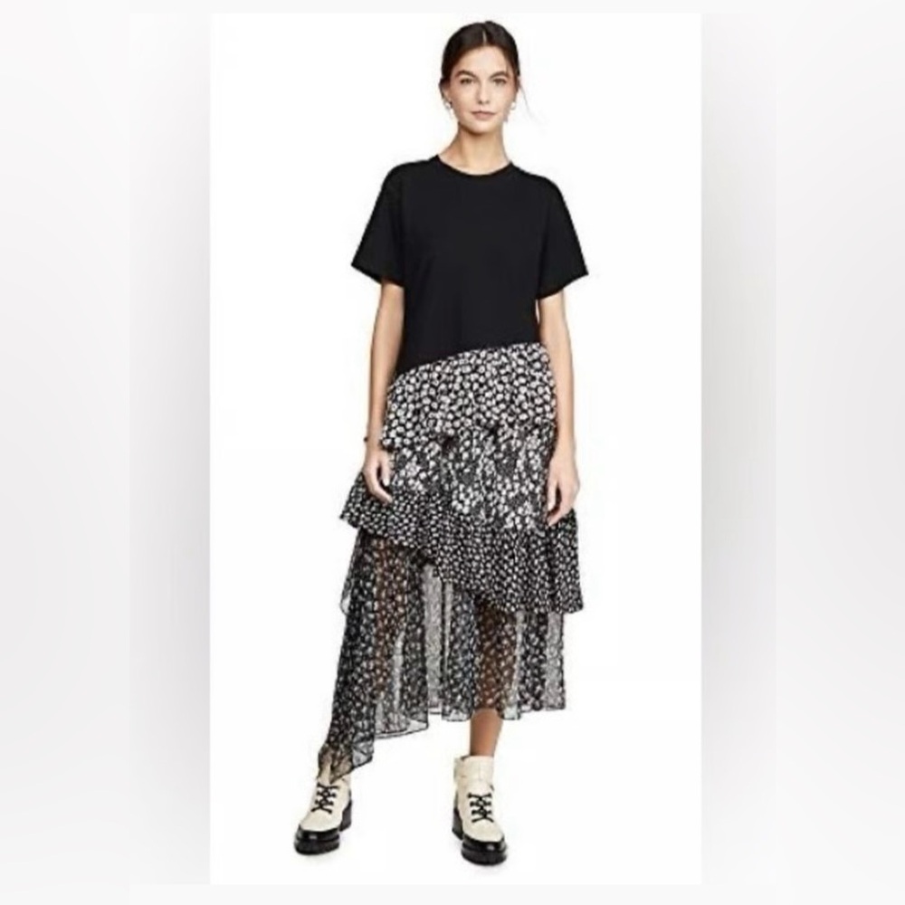 GOEN J black asymmetric floral print maxi dress